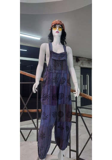 Hint Otantik Yıkamalı Taşlanmış Lacivert Şalvar Tulum Lacivert