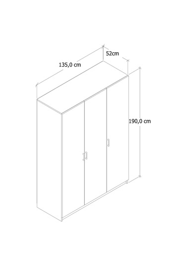 Almila 135 Cm 3 Kapaklı Beyaz Gardırop