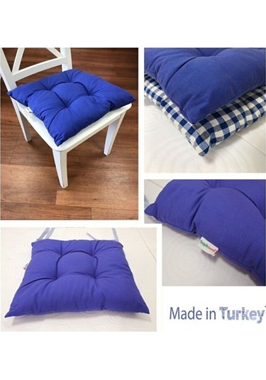 Amerikan Servis Ekose Mavi 6lı Supla Ve Runner Set Ve 6 Adet Pamu Mavi