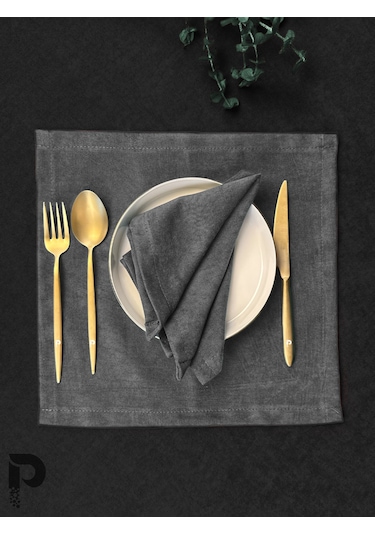 Gri Kumaş Peçete Daily Serisi Kadife Görünümlü Gri