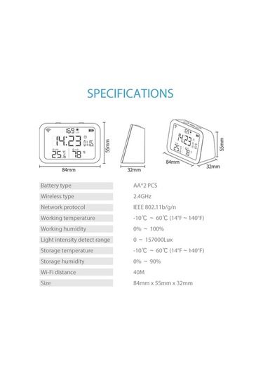 Novahub Neo Nas-cw01w 4'ü 1 Arada Çok İşlevli Sensör, 2,4 Ghz Wi-fi Sıcaklık/nem Dedektörü, Çift Modlu Saat/parlaklık