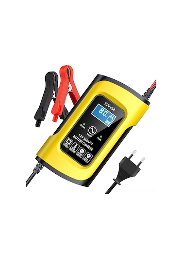 Geeksen 12v 8a Akıllı Akü Şarj Cihazı - Lcd Ekranlı, Otomatik Sıcaklık Algılama, Çoklu Güvenlik Korumalı, Araç/motosiklet İçin