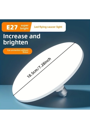 Fastbuy Yüksek Güçlü Parlaklık Led Ufo Tavan Lambası E27 Spiral Montajlı Ahşap İç Mekan Ofis Lambası Ahşap