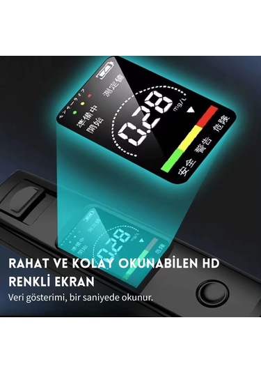 Techtic Yüksek Hassasiyetli Alkol Test Cihazı Profesyonel Temassız Alkolmetre Şarjlı Promil Ölçer