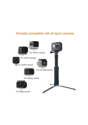Gopro, Insta360, Djı Ve Diğer Aksiyon Kameraları İçin Taşınabilir Katlanabilir Tripod Tutucu Selfie Monopod Çubuğu, Uzunluk: 23.5-81cm Diğer