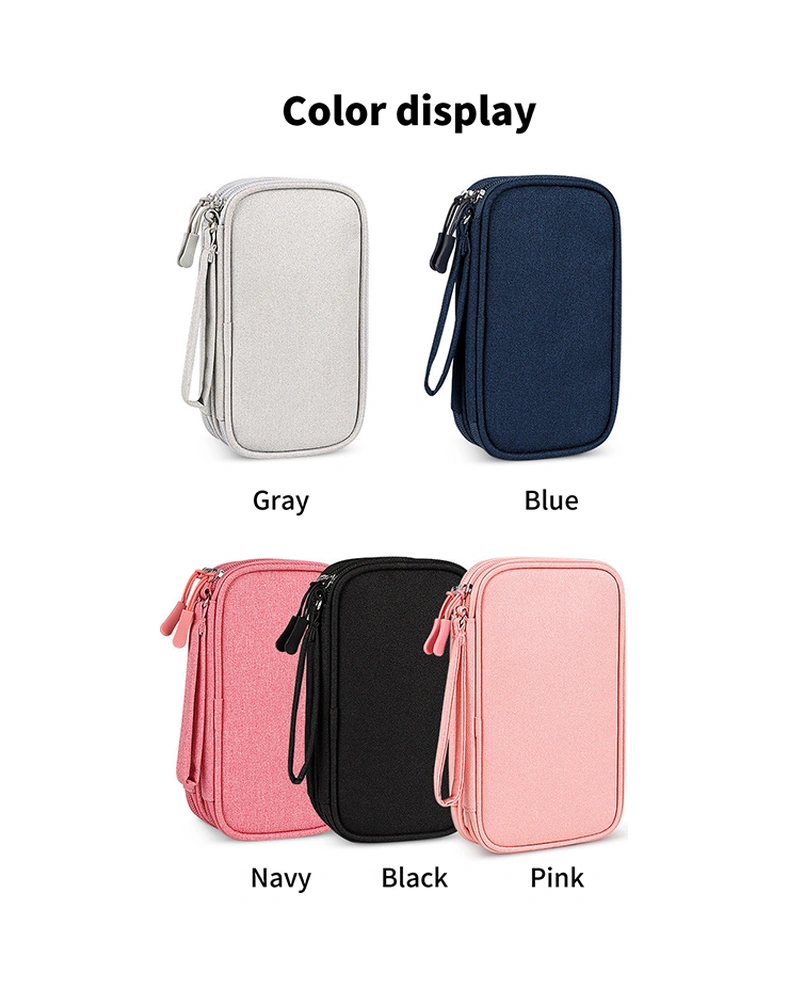 Seyahat Taşınabilir Depolama Veri Kablosu Düzenleyici Kulaklıklar Pembe Kablo Çantası