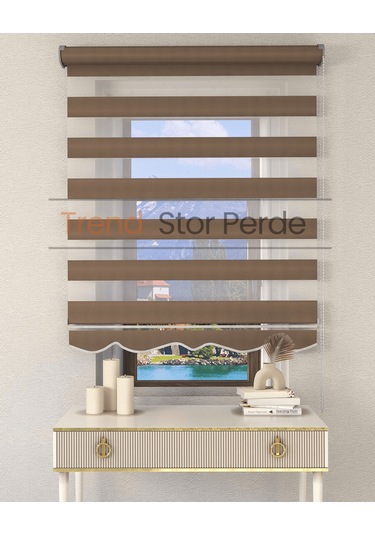 Somon Rengi Etek Dilimli Zebra Stor Güneşlik Perde Kırık Somon Rengi