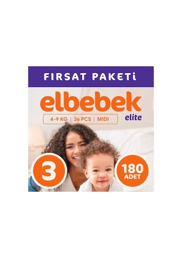 Elbebek Elite Bebek Bezi 3 Numara Midi Fırsat Paketi 180 Adet 5'li