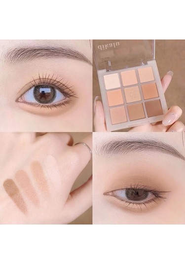 Mod Göz Farı Paleti 9'lu Mat Göz Farı Paleti Parıltılı Göz Farı Makyaj Nude 007 C01