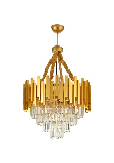 Sima 50 Cm'lik Kristal Cam Taşlı Lüks Avize - Sarı Yaldız Sarı Yaldız