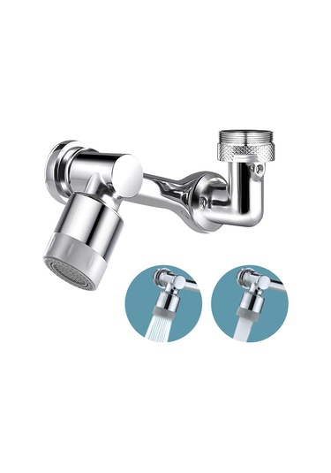 Monyee Stahl+abs Gümüş Fıçma Uzatıcı 3x360 Döner Mekanik Kolu - Duş + Köpürtü Çıkış Modu Gümüş