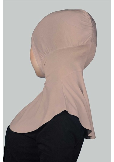 Kadın Tesettür Pratik Boyunluklu Hijab - Sporcu Bone Pudra