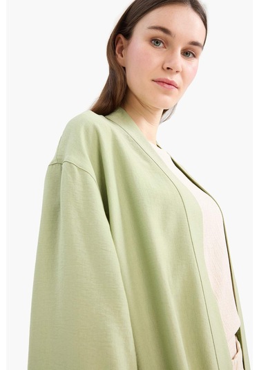 Defacto Relax Fit Bisiklet Yaka Kimono D9929ax25smgn1216 Yeşil