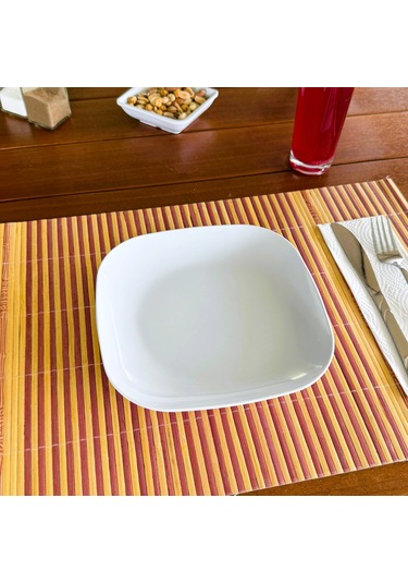 Alezy 593 Göreme Melamin Termostar Kare Servis Tabak 19 Cm Beyaz