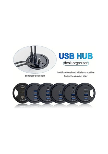 Xuweiwei L-38h005 Jklkj Usb 2.0 3.0 Çok Portlu Hub Sesli Tip-c Şarj Veri Aktarımı Pc İçin Kompakt Masaüstü Dok 60mm Yuvarlak Tasarım Geniş Uyumluluk