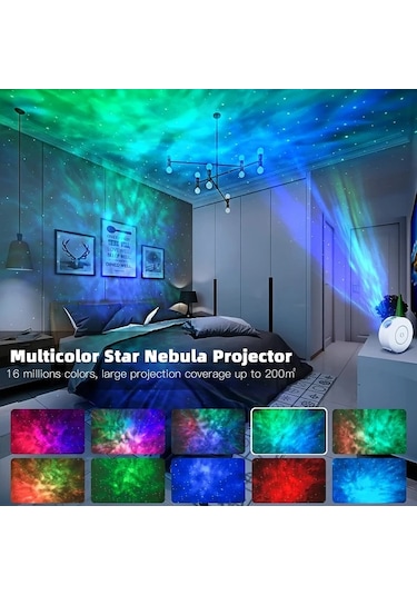 Honeybeeshop 1 Adet Tuya Akıllı Yıldız Projeksiyon Işığı Beyaz Renkli Led Galaksi Gece Gökyüzü Projesi Uygulama Kontrollü Kablosuz