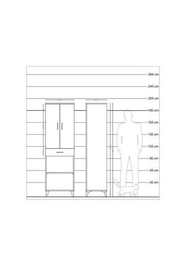 Hyperion Dolap 4 Raflı Tek Çekmeceli 2 Kapaklı 60x44x195 Antr... Antrasit