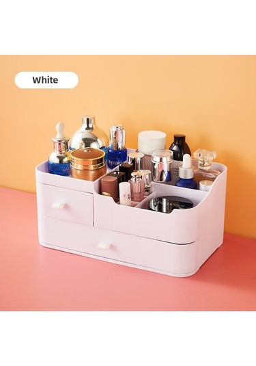 Youtek Masaüstü Kozmetik Ve Bakım Ürünleri İçin Çekmeceli Plastik Organizer - Sade Tasarım, Verimli Saklama Beyaz Beyaz
