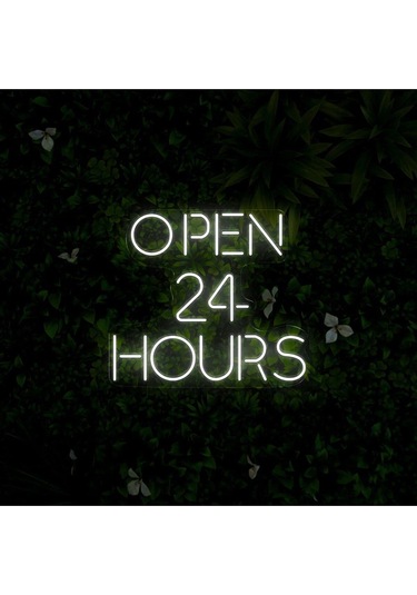 Twins Led Open 24 Hours Yazılı Neon Tabela Beyaz Model:model:64553366