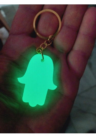 Karanlıkta Parlayan Fosforlu Zincirli Gümüş Kolye Küpe Anahtarlık Seti Yeşil