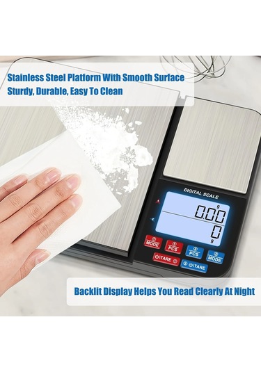 1 Parça Büyük Çift Platformlu Dijital Mutfak Terazisi, İki Gri - Siyah