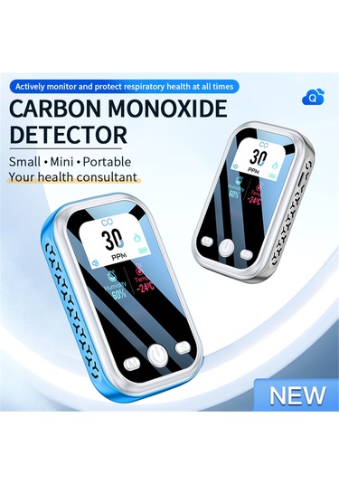 Ranyeek Mini Taşınabilir Karbon Monoksit Dedektörü - Co, Sıcaklık Ve Nem Ölçer - 4 Seviye Renkli Uyarı - Ev, Araba, Kamp, Garaj İçin Beyaz Zn-d6