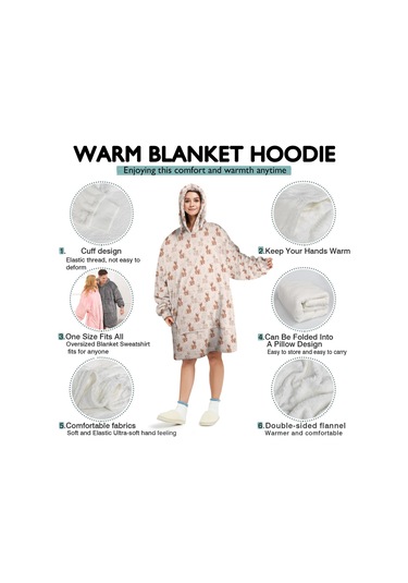 Horse Desenli Giyilebilir Battaniye Hoodie, Unisex Kalın Flanel, Kapüşonlu,sıcak Rahat-a17 Horse Retro Daisy