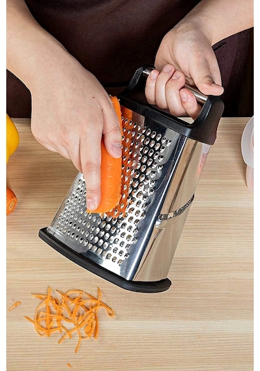 2'li Büyük Boy Çelik Rende Silikon Tabanlı 4 Fonksiyonlu Sarımsak Peynir Sebze Doğrayıcı Rende