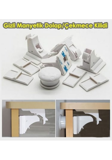 Agubugu Baby Gizli Manyetik Dolap - Çekmece Kilidi Beyaz