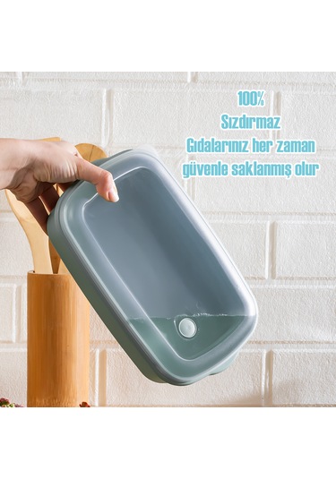 Porsima 5314 Kilitli Sızdırmaz Kapaklı Hava Tahliye Contalı Çok Amaçlı 3lü Dikdörtgen Erzak Yiyecek Saklama Kabı Seti Mavi- 1000-1700-2800ml Mavi