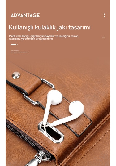 Erkek Büyük Kapasiteli Su Geçirmez Omuz Çapraz Çanta Çanta-kahver Kahverengi