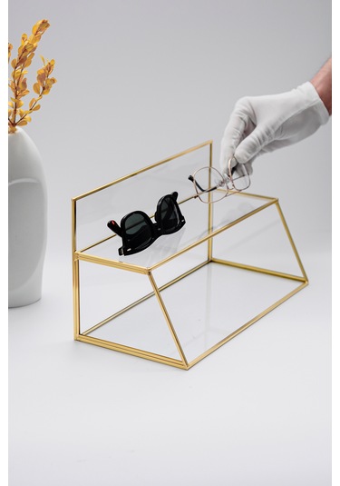 Organizer Cam Raflı Pirinç & Gold