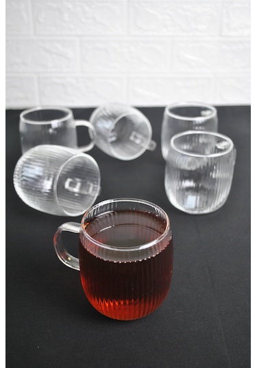 Borosılıkat Cam Kupa Kulplu Bardak Çay Kahve Meşrubat Bardağı 395