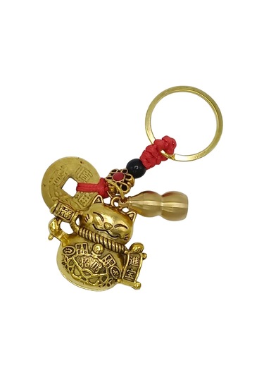 Maneki Neko Pirinç Anahtarlık Üçlü Şans Figür Noprnc01 Gümüş