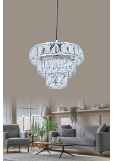 Sultan 40'lık Krom Lüx Taşlı Mutfak Salon Antre Yatak Ve Çocuk Odası Avize Krom