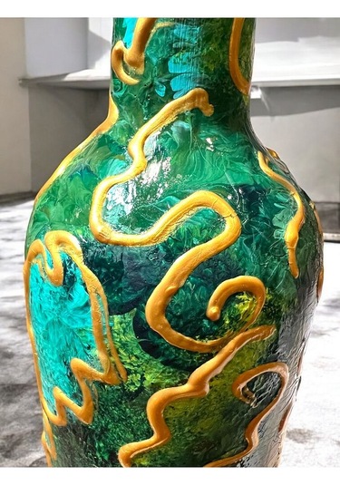 El Yapımı Altın Varaklı Yağdanlık Tasarım Sunum Standı İle Şık Mutfaklar Ve Sofralar Yeşil