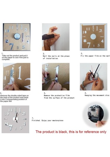 Goldenqian 2x 3d Dıy Duvar Saati Modern Tasarım Büyük Akrilik Saatler Ev Etiket Odası Dekor Saat Duvar Numaraları-siyah D1c3cj Siyah