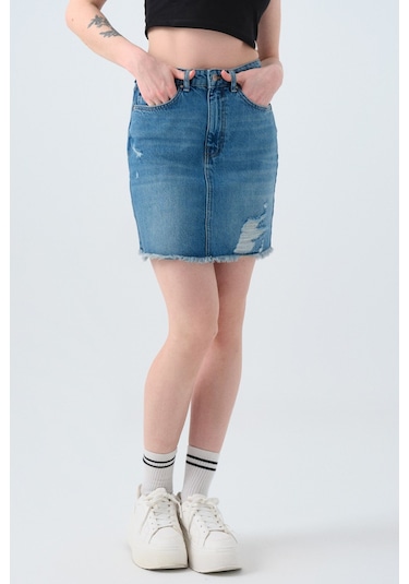 Loft Goddess Mid W Kadın Etek Lf2039813 Mavi