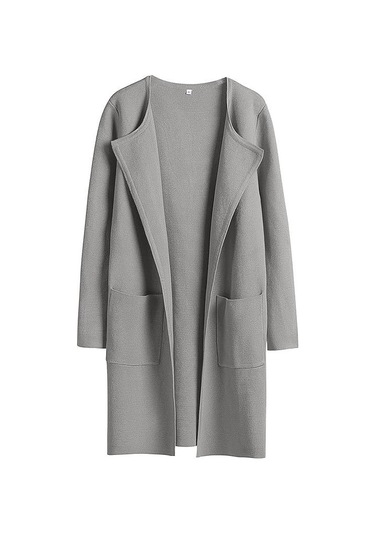 Sonbahar Ve Kış Aylarında Rahat Günlük Yakalı Kadın Kaban Haki