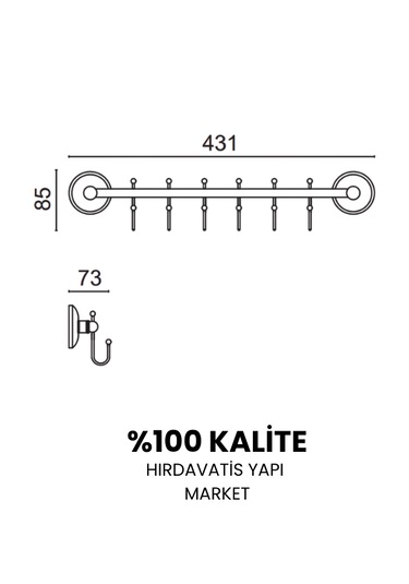 Çelik Banyo Paslanmaz Pirinç Bella Çıkmalı Kanca Altılı Askılık Gri