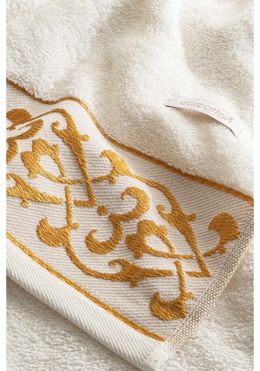 Ecocotton Arus Krem/krem %100 Organik Pamuk 4 Parça Hamam Seti Krem