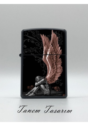 Angel - Benzinli Metal Çakmak Uv Baskı