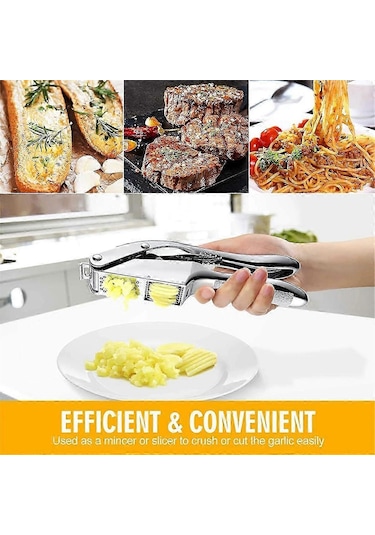 Sarımsak Presi Ve Dilimleyici 2'si 1 Arada Paslanmaz Çelik, Çift Fonksiyonlu Sarımsak Kıyma Ve Ezici, Elde Taşınabilir Sarımsak Sıkacağı Siyah