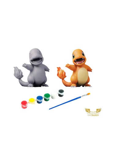 Charmander Pokemon Kendi Biblonu Kendin Boya Seti - 3 Boyutlu Sevimli Biblolar + 5 Akrilik Boya Ve Fırça Seti