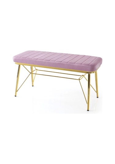 Retro Ayaklı Babyface Kumaşlı Bench Puf Pembe