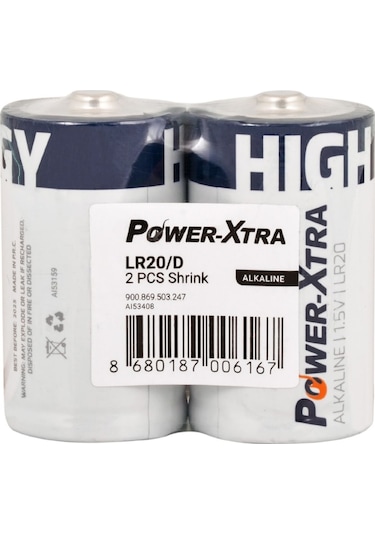 Power-Xtra Lr20/D Alkalin Büyük Boy D Pil 2'li