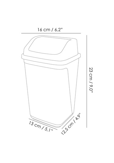 Kapaklı Plastik Çöp Kovası - Ev Ofis Banyo Mutfak Tezgah Üstü Çöp Kovası Gri 2,5 Litre Gri
