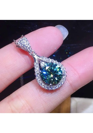 Mystic Glow Damla Zümrüt Yeşili 925 Ayar Gümüş Zincir Kadın Kolye Çok Renkli