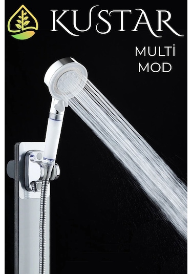 Kustar 5 Fonksiyonlu Krom Beyaz Çelik Filtreli Kireç Önleyici Yüksek Basınçlı Tasarruflu Banyo Duş Başlığı Diğer