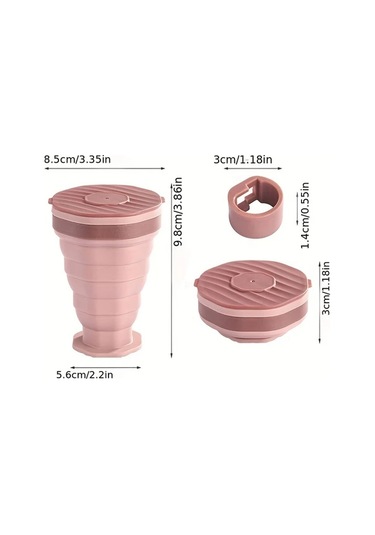 Fochsia Katlanabilir Silikon Seyahat Kahve Kupası Kamp Ve Yolculuk İçin Kapaklı Gri